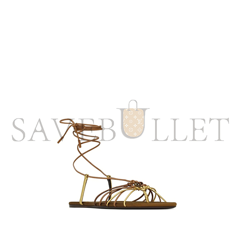 YSL BABYLONE SANDALS IN SMOOTH AND METALLIC LEATHER 825740AAETH2563